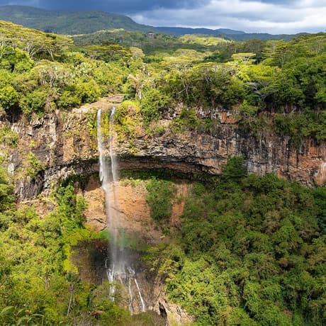 The Chamarel waterfall seen from the viewpoint