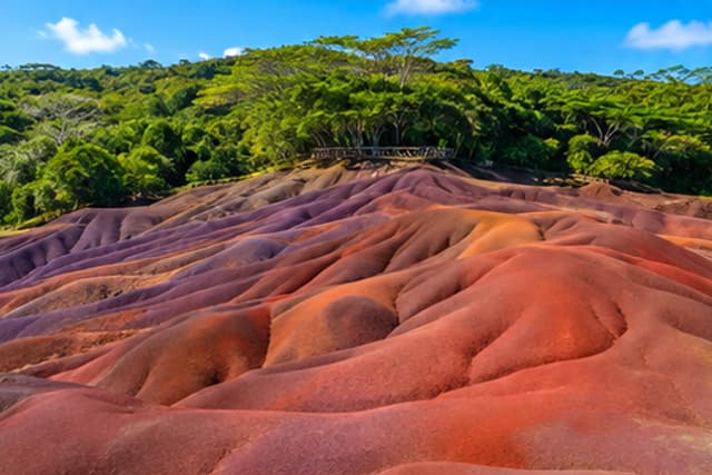 The seven coloured earths of Chamarel seen from above