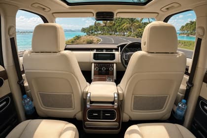 The air-conditioned leather interior of one of our vehicles